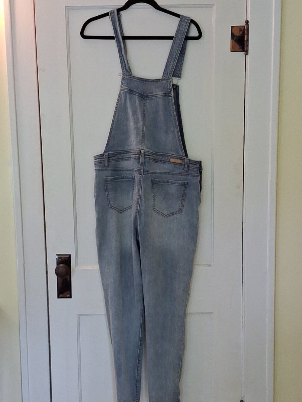 True Craft Women's Blue Denim Overall One-Piece Stretch Square Neck Size 10